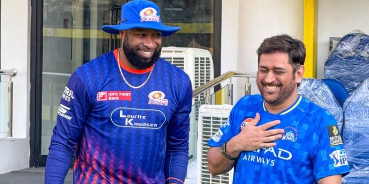 MS Dhoni, Kieron Pollard catch up ahead of high octane clash in IPL 2025 | WATCH